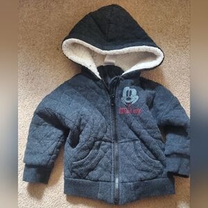 Kids Dark Grey Quilted Hoodie with Character Design